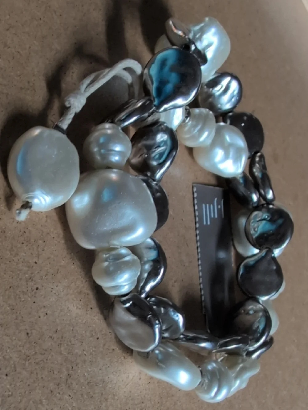 J. Jill White and Metallic Gray Baroque Pearl Stretch Bracelet Set